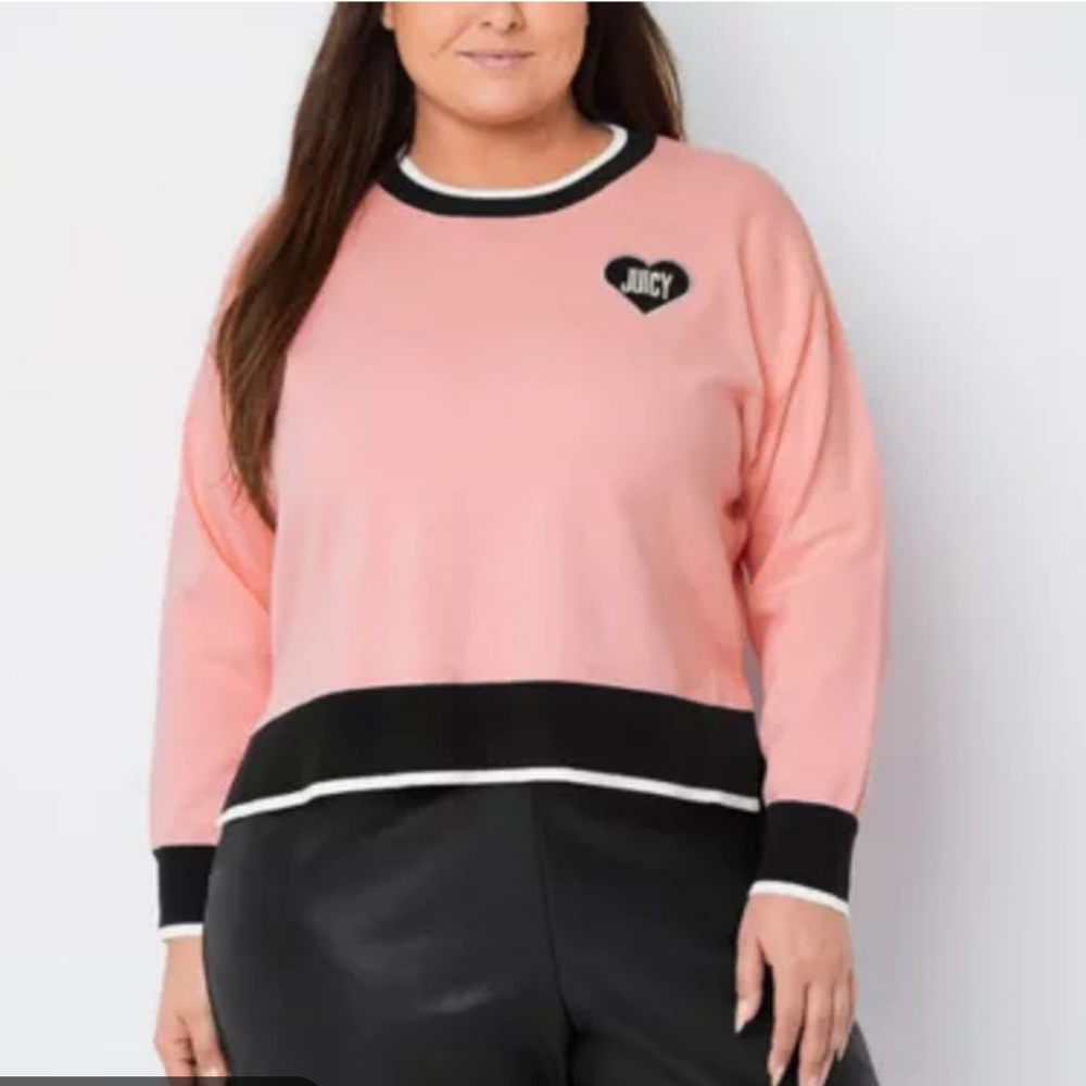 JUICY BY JUICY COUTURE PLUS WOMEN'S CREW NECK LONG SLEEVE PULLOVER SWEATER, 1X